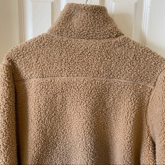 Old navy women’s cozy Sherpa teddy full zip camel jacket with thumb loops - XL - Picture 5 of 13